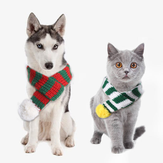 宠物针织圣诞围巾